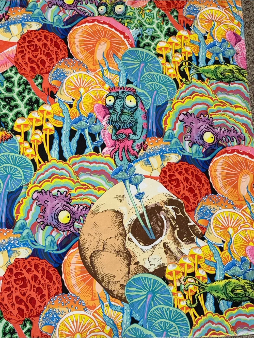 Vibrant Multicolor Psychedelic Skull Print Tapestry wall‎ hanging 50x58